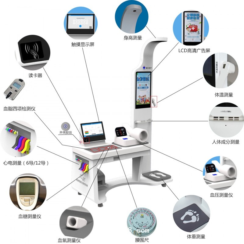 健康小屋可測量血脂四項，心電等項目
