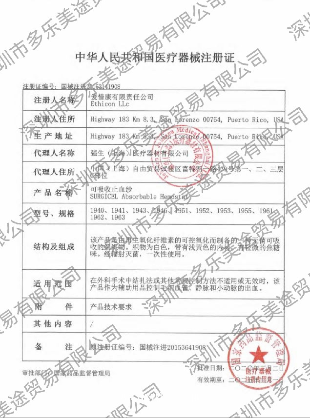 美國強生 可吸收止血紗 1963