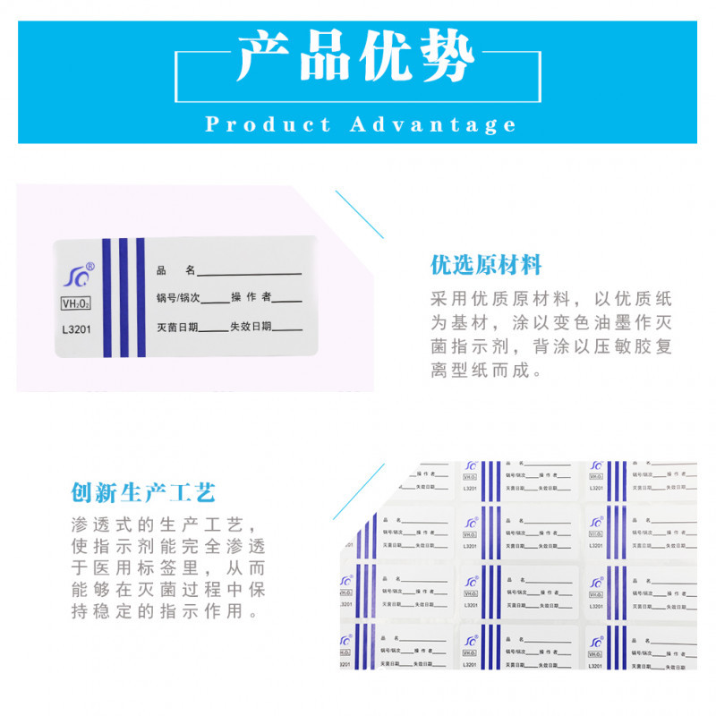 三強牌低溫滅菌器過氧化氫化學指示標簽1200片\包