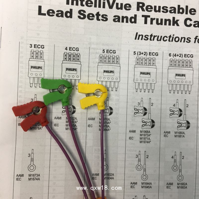 飛利浦原裝屏蔽線新生兒心電3導(dǎo)聯(lián)夾式分線歐標(biāo)M1626A