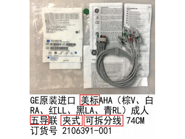 GE原裝進(jìn)口心電導(dǎo)聯(lián)線五美夾可拆分線2106391-001