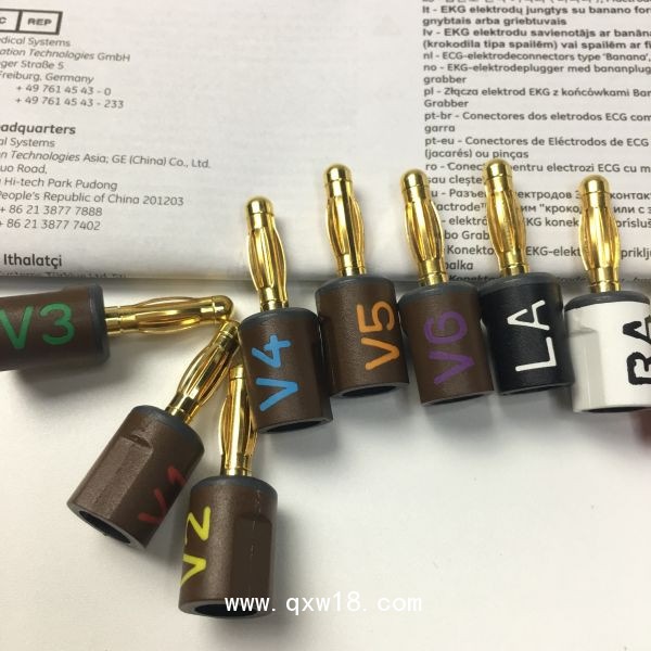 GE原裝進(jìn)口心電圖機(jī)美標(biāo)金屬香蕉插頭900178-001